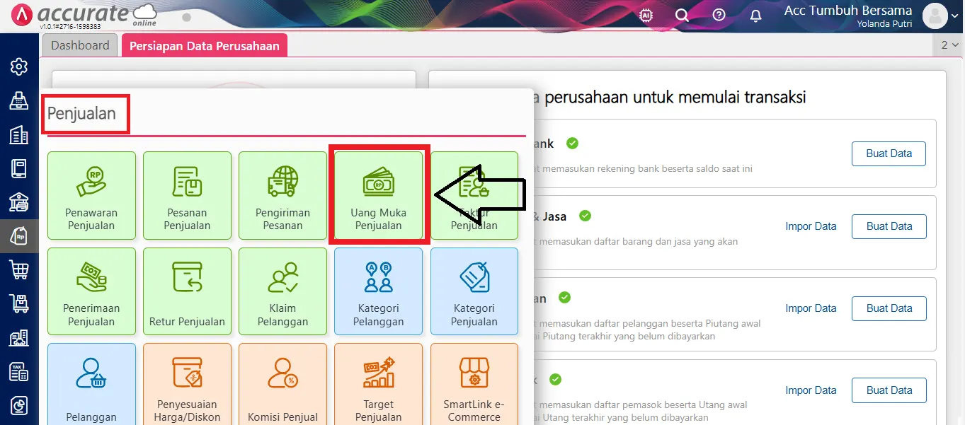 1 Membuat Faktur Penjualan Dipotong Uang Muka Penjualan
